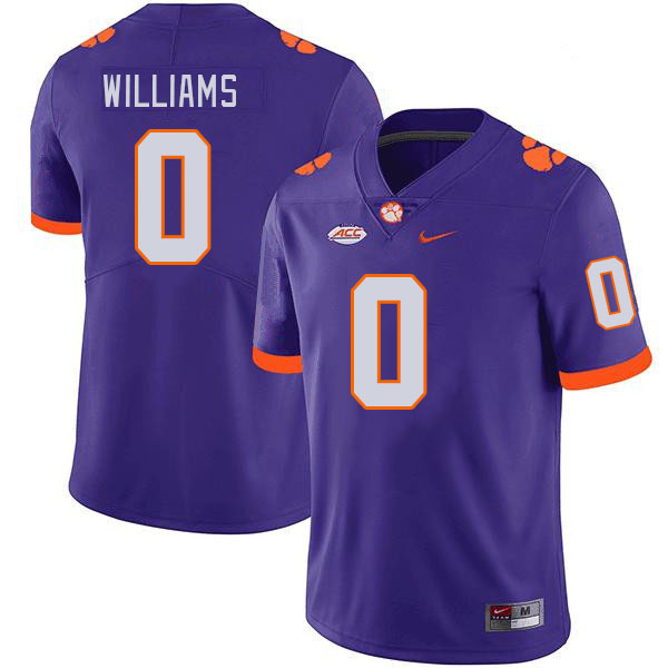 Men's Clemson Tigers Antonio Williams #0 College Purple NCAA Authentic Football Stitched Jersey 23UV30YN
